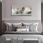 Prepeyssee Black and White Tree Wall Art for Living Room Large Landscape Modern Artwork Gray Forest Picture for Bedroom Home Office Ready to Hang 20x40 Inch - Image 8