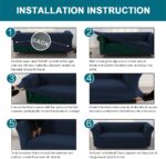 Turquoize Stretch Chesterfield Sofa Covers for Living Room Soft Sofa Couch Covers for 3 Cushion Couch Non-Slip Sofa Slipcover for Dogs Pet Furniture Protector Feature Jacquard Fabric (Sofa, Navy) - Image 8