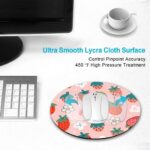 Cute Pink Round Mouse Pad，Pastel Berries Strawberry Computer Mouse Pad，Colorful Strawberries with Flowers and Leaves Mousepad，Girly Fresh Small Mouse Mat, 7.9 X 7.9 Inch - Image 5