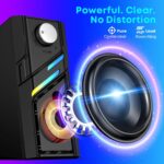 LENRUE Computer Speakers for Desktop PC with Easy Knob, Clear Powerful Sound, Touch Lights, Plug and Play for Computer Desktop PC, Monitors, Laptop (USB & AUX) - Image 3