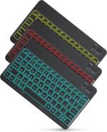 OMOTON Bluetooth Keyboard for Tablet/Android/Windows/iOS, with 7 Colors Backlight Rechargeable Wireless Mini Keyboard for Galaxy Tab A9+/A9+ Plus/S9/S9 Plus/S9 FE, Black - Image 3