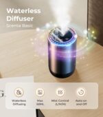 Waterless Essential Oil Diffuser, Rechargeable Nebulizing Scent Air Machine, Cordless & Portable, Ultra-Quiet, Auto On/Off, 3 Mist Levels for Home, Car, Office – Black, Forest Fragrance - Image 4