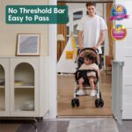 Babelio Baby Gate for Stairs & Doorways, 26-43" W 34" H Extra Tall| No Bottom Bar| Easy Installation| One-Handed Operation| Auto-Close| Hardware Mount (Drill Needed) Safety Dog/Pet Gate Indoor (Grey) - Image 3