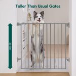 Babelio Baby Gate for Stairs & Doorways, 26-43" W 34" H Extra Tall| No Bottom Bar| Easy Installation| One-Handed Operation| Auto-Close| Hardware Mount (Drill Needed) Safety Dog/Pet Gate Indoor (Grey) - Image 4