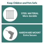 Babelio Baby Gate for Stairs & Doorways, 26-43" W 34" H Extra Tall| No Bottom Bar| Easy Installation| One-Handed Operation| Auto-Close| Hardware Mount (Drill Needed) Safety Dog/Pet Gate Indoor (Grey) - Image 5