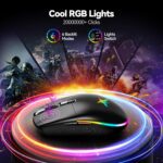 TECKNET Wireless Gaming Mouse Rechargeable - 8000 DPI, Long-Lasting 100Hrs Battery, RGB Backlit, 6 Programmable Buttons, Dual Connectivity (2.4G + USB-C) for PC, Mac, Laptop - Black - Image 6