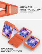 Vizvera for Motorola Razr+(Plus) 2025 Case with Hinge Cover,Built-in Screen Protector Shockproof All-Inclusive Smartphone Cover Wireless Charging for Motorola Razr+(Plus) 2025(Spritz Orange) - Image 5