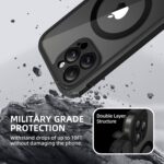 BERFY for iPhone 13 Pro Max Case, Compatible with MagSafe, Built-in Privacy Screen Protector and Camera Protection, Anti-Spy Full Body Shockproof Clear Phone Case for 13 Pro Max 6.7", Black - Image 8