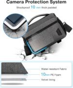 BAGSMART Small Camera Bag for Photographers, Compact Camera Shoulder Bags for DSLR/SLR/Mirrorless Cameras, Waterproof Crossbody Camera Case with Tripod Holder, Grey - Image 3