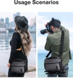 BAGSMART Small Camera Bag for Photographers, Compact Camera Shoulder Bags for DSLR/SLR/Mirrorless Cameras, Waterproof Crossbody Camera Case with Tripod Holder, Grey - Image 7