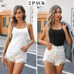 V FOR CITY Women's Shelf Bra Camisole Tops Adjustable Spaghetti Strap Cami Tank Cotton Undershirts 2 Pack - Image 3