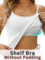 V FOR CITY Women's Shelf Bra Camisole Tops Adjustable Spaghetti Strap Cami Tank Cotton Undershirts 2 Pack - Image 4