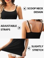 V FOR CITY Women's Shelf Bra Camisole Tops Adjustable Spaghetti Strap Cami Tank Cotton Undershirts 2 Pack - Image 5