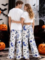 RMCMS Couples Cute Halloween Ghost Pumpkin Print Pajama Pants Sleep Lounge Pjs Bottoms with Pockets - Image 4