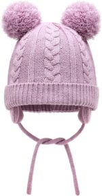 Duoyeree Toddler Winter Hat with Earflap Scarf Hood Thick Warm Kids Skull Cap for Baby Girls Boys - Image 3
