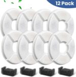 12 Pack Cat Water Fountain Filter, 8 Pcs Cat Fountain Filters Replacement Dia is 5" & 4 Pcs Pre-Filter Sponges for 81oz / 2.4L Round Automatic Pet Water Fountain Dog Dispenser, 3-Filtration System - Image 6