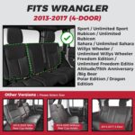 FREESOO Seat Covers for Jeep Wrangler JK 4 Door 2013 2014 2015 2016 2017 1:1 Custom Seat Covers Faux Leather - BLACKGRED - Image 3