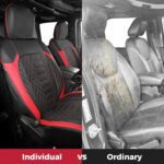 FREESOO Seat Covers for Jeep Wrangler JK 4 Door 2013 2014 2015 2016 2017 1:1 Custom Seat Covers Faux Leather - BLACKGRED - Image 6