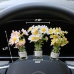 Daisy Flower Car Accessories for Women Interior Aesthetic, 3 Pcs Daisy Cute Car Dashboard Decorations - Image 3