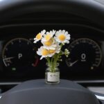Daisy Flower Car Accessories for Women Interior Aesthetic, 3 Pcs Daisy Cute Car Dashboard Decorations - Image 4