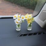 Daisy Flower Car Accessories for Women Interior Aesthetic, 3 Pcs Daisy Cute Car Dashboard Decorations - Image 6