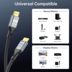 4K HDMI Cable 10FT/3M, Certified Ultra High Speed HDMI to HDMI Cable Braided Cord-4K@60Hz, DTS:X, HDCP 2.2 & 2.3, HDR 10 Compatible with Roku TV/PS5/HDTV - Image 8