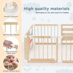 Baby Playpen - Wooden Playpen for Babies and Toddlers - Large Adjustable Shape &Size Play Yard - Baby Fence with Lock Gate - Infant PlayPen - Portable Safe Play Area Kids Activity Center（63x63x24inch） - Image 4