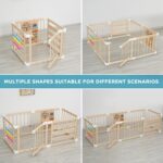 Baby Playpen - Wooden Playpen for Babies and Toddlers - Large Adjustable Shape &Size Play Yard - Baby Fence with Lock Gate - Infant PlayPen - Portable Safe Play Area Kids Activity Center（63x63x24inch） - Image 8