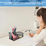 Mesh Desk Organizer, Pen and Stationery Holder with 3 Compartments for Office Supplies, Sticky Notes, and Small Accessories, Desktop Caddy for Home, School, and Workspace – Powder-Coated Black Metal - Image 3