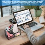 Mesh Desk Organizer, Pen and Stationery Holder with 3 Compartments for Office Supplies, Sticky Notes, and Small Accessories, Desktop Caddy for Home, School, and Workspace – Powder-Coated Black Metal - Image 4