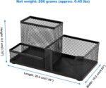Mesh Desk Organizer, Pen and Stationery Holder with 3 Compartments for Office Supplies, Sticky Notes, and Small Accessories, Desktop Caddy for Home, School, and Workspace – Powder-Coated Black Metal - Image 7