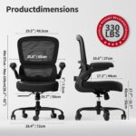 TRALT Ergonomic Office Chair - Desk Chair with Adjustable Lumbar Support Computer Chair - Mesh Comfy Chair with Flip-up Armrests - Gaming Chairs for Adults Home Office (Leather, Black) - Image 3