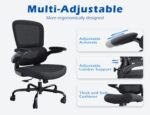 TRALT Ergonomic Office Chair - Desk Chair with Adjustable Lumbar Support Computer Chair - Mesh Comfy Chair with Flip-up Armrests - Gaming Chairs for Adults Home Office (Leather, Black) - Image 5