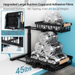 Under Sink Organizer,2 Packs 2 Tier Sliding Pull Out Cabinet Storage Shelf, Metal Drawer for Kitchen Bathroom Cabinet, Under Sink Organizer Organization Rack, Rust-Resistant Black - Image 4