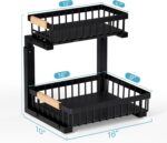 Under Sink Organizer,2 Packs 2 Tier Sliding Pull Out Cabinet Storage Shelf, Metal Drawer for Kitchen Bathroom Cabinet, Under Sink Organizer Organization Rack, Rust-Resistant Black - Image 9