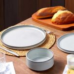 LIANYU 18 Piece Dinnerware Sets for 6, Stoneware Dinner Plates and Bowls Set, Dishware Dish for Home Kitchen Dining, Rustic Terracotta Bottom, Dishwasher & Microwave Safe, Lucent White - Image 8