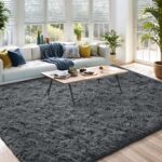 DweIke Fluffy Dark Grey 4x6 Area Rugs for Bedroom Living Room, Soft Plush Shaggy Deep Gray Girls Boys Kids Rug, Non-Slip and Machine Washable Carpet for Dorm Nursery Classroom Decor - Image 3