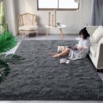 DweIke Fluffy Dark Grey 4x6 Area Rugs for Bedroom Living Room, Soft Plush Shaggy Deep Gray Girls Boys Kids Rug, Non-Slip and Machine Washable Carpet for Dorm Nursery Classroom Decor - Image 4