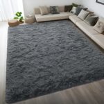 DweIke Fluffy Dark Grey 4x6 Area Rugs for Bedroom Living Room, Soft Plush Shaggy Deep Gray Girls Boys Kids Rug, Non-Slip and Machine Washable Carpet for Dorm Nursery Classroom Decor - Image 5