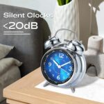 AKCISOT Loud Alarm Clock for Heavy Deep Sleepers, 4.5 Inches Analog Metal Twin Bell Clocks Battery Operated with Backlight for Bedroom Beside, Old Fashioned for Home Desk Decoration(Blue) - Image 6