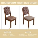 Waterproof Chair Seat Cover for Dining Room-Stretchy Washable Chair Seat Covers Set of 6-Kitchen Chair Seat Slipcovers Protector for Home Restaurant Banquet (Taupe,Large) - Image 7