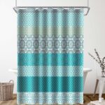 Boho Elegant Striped Shower Curtain, Vibrant Bohemian Chic Multi Pattern for Bathroom Decor with 12 Hooks, 72x72 Inches, Blue Green - Image 3