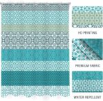 Boho Elegant Striped Shower Curtain, Vibrant Bohemian Chic Multi Pattern for Bathroom Decor with 12 Hooks, 72x72 Inches, Blue Green - Image 6