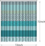 Boho Elegant Striped Shower Curtain, Vibrant Bohemian Chic Multi Pattern for Bathroom Decor with 12 Hooks, 72x72 Inches, Blue Green - Image 7