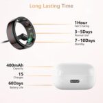 Fit Ring for Women Men, Ring Health Tracker with Heart Rate,Blood Oxygen,Heart Rate Variability, Stress, Sleep Monitor, Step Counter, Smart Ring for iPhone & Android, No Subscription Fee (Black, 7#) - Image 9