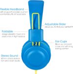 Kids Headphones-Noot Products K33 Foldable Stereo Tangle-Free 5ft Long cord 3.5mm Jack Plug in Wired On-Ear Headset for Children/Teens/Boys/Girls/ipad/School/Kindle/Travel/Plane/Tablet (Electric Blue) - Image 3