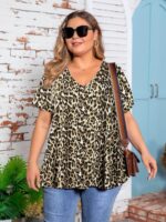 BELAROI Plus Size Womens Tops Summer T Shirts Casual Short Sleeve V Neck Loose Fit Blouses Tunics - Image 5
