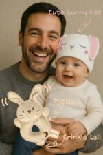 Baby Shower Gifts for Mom, Newborn Baby Gift Set for Baby Girl Baby Boy - Keepsake Box with Baby Hat, Rattle Socks, Sensory Development Rattle (Bunny) - Image 6