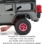 1.0 Beadlock Wheels and Tires Set 57 x 24 mm 1.0 inch Rubber Rock Crawler Tires & Alloy Blade Wheels for 1/18 1/24 Axial SCX24 TRX4M Gladiator Bronco C10 JLU Deadbolt RC Crawler Upgrade (Red) - Image 5