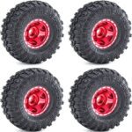 1.0 Beadlock Wheels and Tires Set 57 x 24 mm 1.0 inch Rubber Rock Crawler Tires & Alloy Blade Wheels for 1/18 1/24 Axial SCX24 TRX4M Gladiator Bronco C10 JLU Deadbolt RC Crawler Upgrade (Red) - Image 6